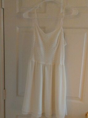 Candie's Cream Chevron Bodice Spaghetti Strap Mini Dress